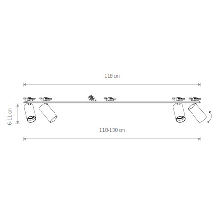 Lampa 4 punktowa podtynkowa MONO SURFACE IV szer. 118cm GU10 | biały 7831