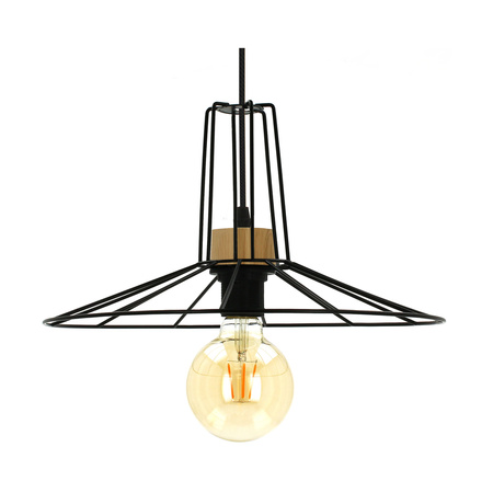 Lampa wisząca Ferro 1xE27 Max.60W Dąb olejowany/Czarny metal/Czarny kabel PVC 1010421231017
