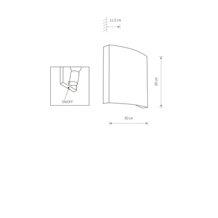 Kinkiet BORDE I E27 30cm E27 | szary