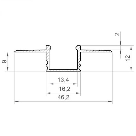 Profil LED GK18-3 podtynkowy 100cm szer. 46mm | do osłonek C1 C4 | srebrny