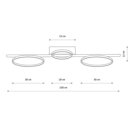 Kinket/lampa sufitowa CIRCOLO LED dł. 100cm 33W barwa ciepła 3000K | czarny