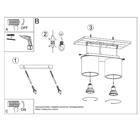 Plafon Sollux ORBIS 1 aluminium czarny 2x12W LED, SL.0054