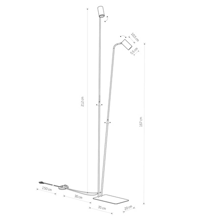 Lampa podłogowa podwójna MONO 120cm 2xGU10 | biały