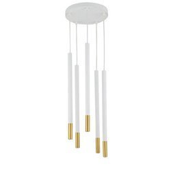 Nowoczesna lampa wisząca SOPEL DUE 5 biały/złoty 33238