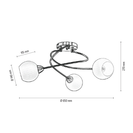 Lampa Sufitowa Pavia 3xE27 Max.60W Patyna Metal/Białe Szkło 8270311