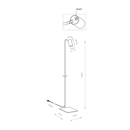 Lampa podłogowa MONO 120cm GU10 | biały