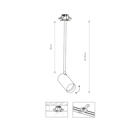 Lampa punktowa podtynkowa MONO SURFACE LONG M 39cm GU10 | biały/złoty