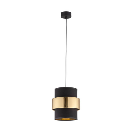 Lampa wisząca abażur z materiału do biura i domu CALISTO | czarny złoty 4377