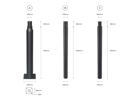 Składany maszt pod latarnię latarnia słup oświetleniowy składany 4m czarny PRIME
