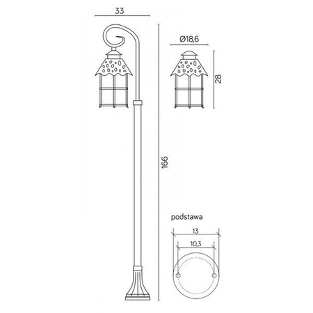 Lampa stojąca masztowa ozdobna TOLEDO K 5002/1/R | miedź