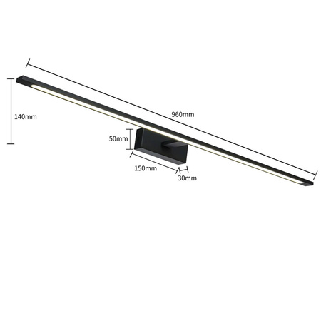 Kinkiet łazienkowy ISLA XXL, czarny, 32W LED, zmienna barwa CCT