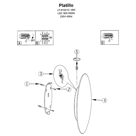 Plafon PLATILLO, mały, czarny, 6W LED, barwa ciepła 3000K