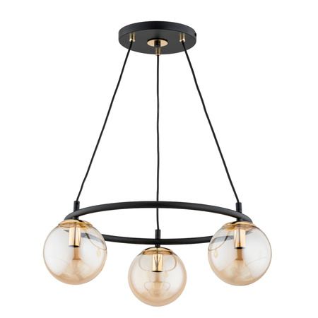 Lampa wisząca ALFA RINGO S3 CZARNA & ZŁOTA 3xE14 54cm | 62427