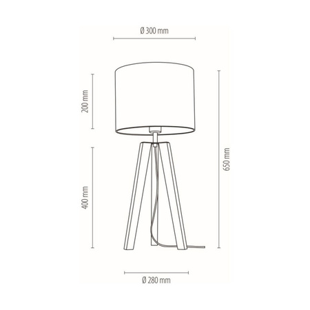 Lotta Lampa Stołowa 1xE27 Max.60W Dąb Olejowany/Transparentny PVC/Biały 94301074