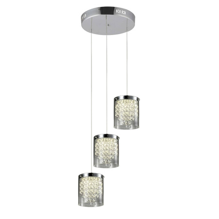 Lampa wisząca CANTOS III, chrom/transparentny, 3x6W LED, barwa neutralna 4000K