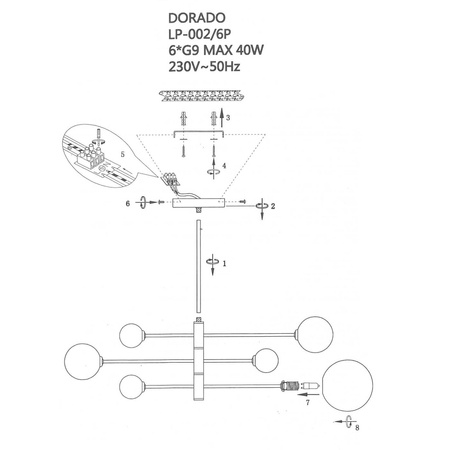 Lampa wisząca DORADO 6 | czarna