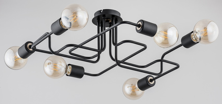 Lampa sufitowa ALFA HOOK CZARNA 6xE27 53cm | 24746