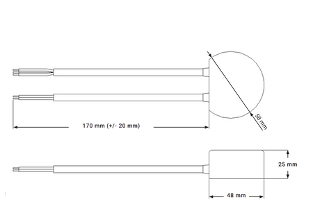 Zasilacz wodoodporny okrągły dopuszkowy 58mm 24V IP67 2,5A 60W 