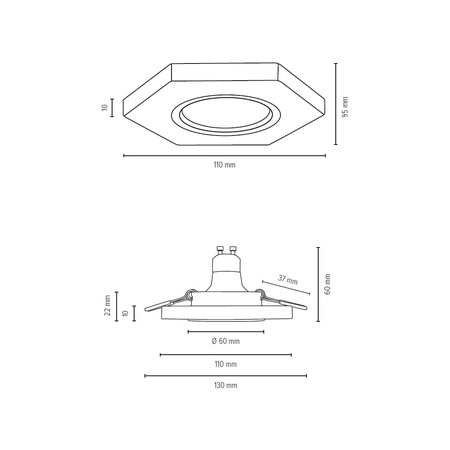 Zestaw opraw typu Downlight Vitar Wood 3xGU10 Max.6W LED z drewna bukowego, orzecha