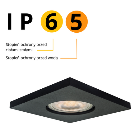 Oprawa wpuszczana kwadratowa LAGOS, czarna, 1x50W GU10, IP65