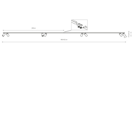 Punktowa lampa sufitowa MONO VIII 2x200cm 8xGU10 | czarny