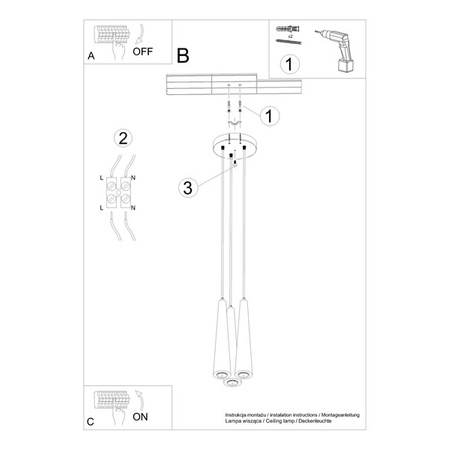 Lampa wisząca SULA 3P, naturalne drewno/biały, 3x40W GU10, SL.1101