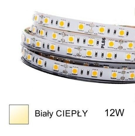 Taśma LED 2835 12W biała ciepła 12V 3000K | rolka 5m