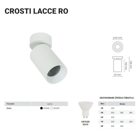 Lampa sufitowa kinkiet spot reflektorek CROSTI LACCE RO biały