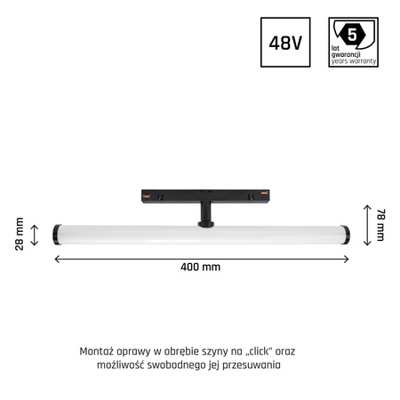 Oprawa szynoprzewodu SHIFT BEAM 40cm 12W biała ciepła | czarny