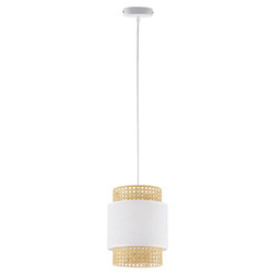 Lampa wisząca rattanowa abażur do salonu BOHO WHITE szer. 20cm | biały 6528