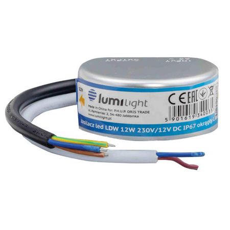Zasilacz hermetyczny LDW 12W 12V DC IP67 okrągły 5,8cm