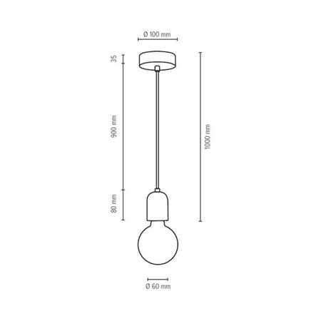 Lampa wisząca Amory 1xE27 Max.60W Szary Beton/Czarny Kabel Tkaninowy