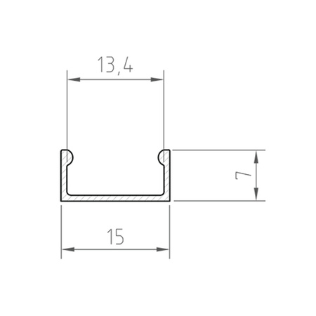 Profil LED P4-1 200cm szer. 15mm | do osłonek C1/C4/C11/C13 | srebrny