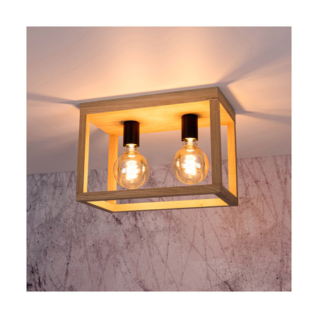 Lampa Sufitowa Kago 2xE27 Max.60W Dąb Olejowany/Czarny Metal 9154274