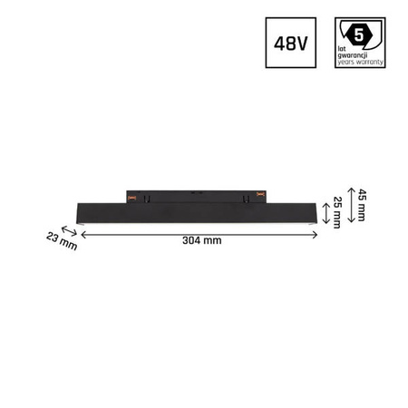 Oprawa szynoprzewodu SHIFT LINE S 30cm 8W biała ciepła | czarny