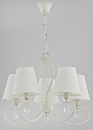 Żyrandol klasyczny z abażurami BALI WHITE śr. 50cm biały antyczny/ecru