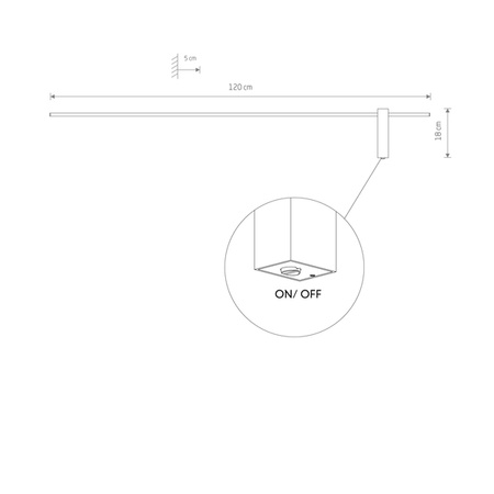 Kinkiet MOTIVE LED L 120cm 16W barwa neutralna 4000K | czarny 10851