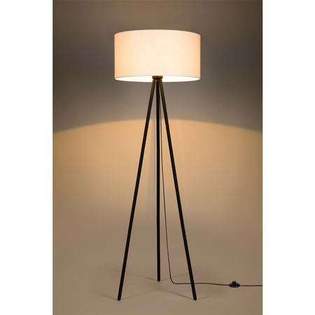 Lampa podłogowa Dove 1xE27 maks. 40W Czarny metal/czarny kabel PCV/biały klosz z tkaniny 15111004