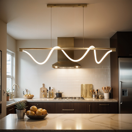 Lampa wisząca Serpente DDXZ004 GŁADKI 120cm LED 55W CCT + pilot | złoty