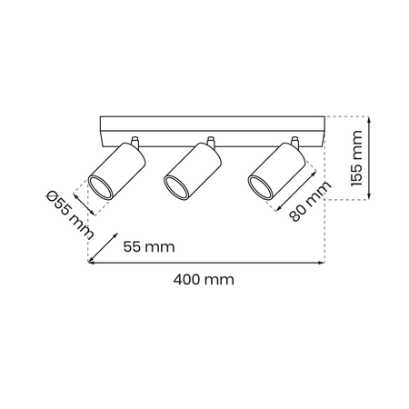 Lampa sufitowa HUDSON, MLP8796, czarna, 3x8W GU10