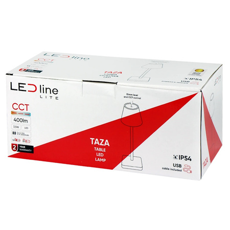 Lampa stołowa akumulatorowa ściemnialna TAZA CCT DIMM 3,5W 400lm IP54 | ŻÓŁTA